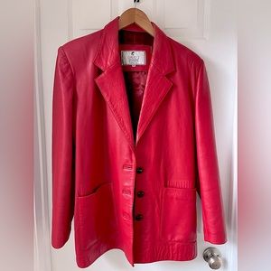 Vintage Italian Red Leather Blazer